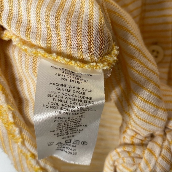 ANN TAYLOR LOFT YELLOW STRIPED BUTTON UP CARDIGAN TIE TOP - Picture 4 of 5
